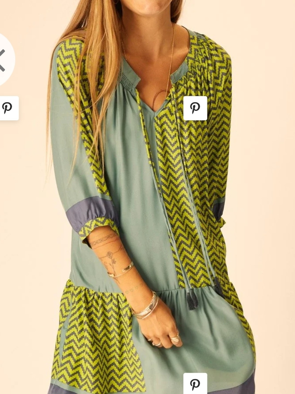 Natalie Martin NWT Small Stevie Silk Dress Zig Zag Lime